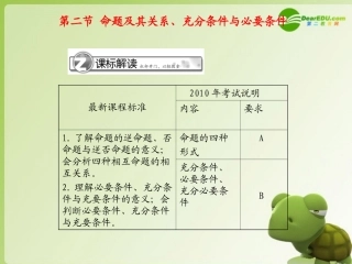 《学案与测评》2011年高考数学总复习-第一单元第二节-命题及其关系、充分条件与必要条件精品课件-苏教版