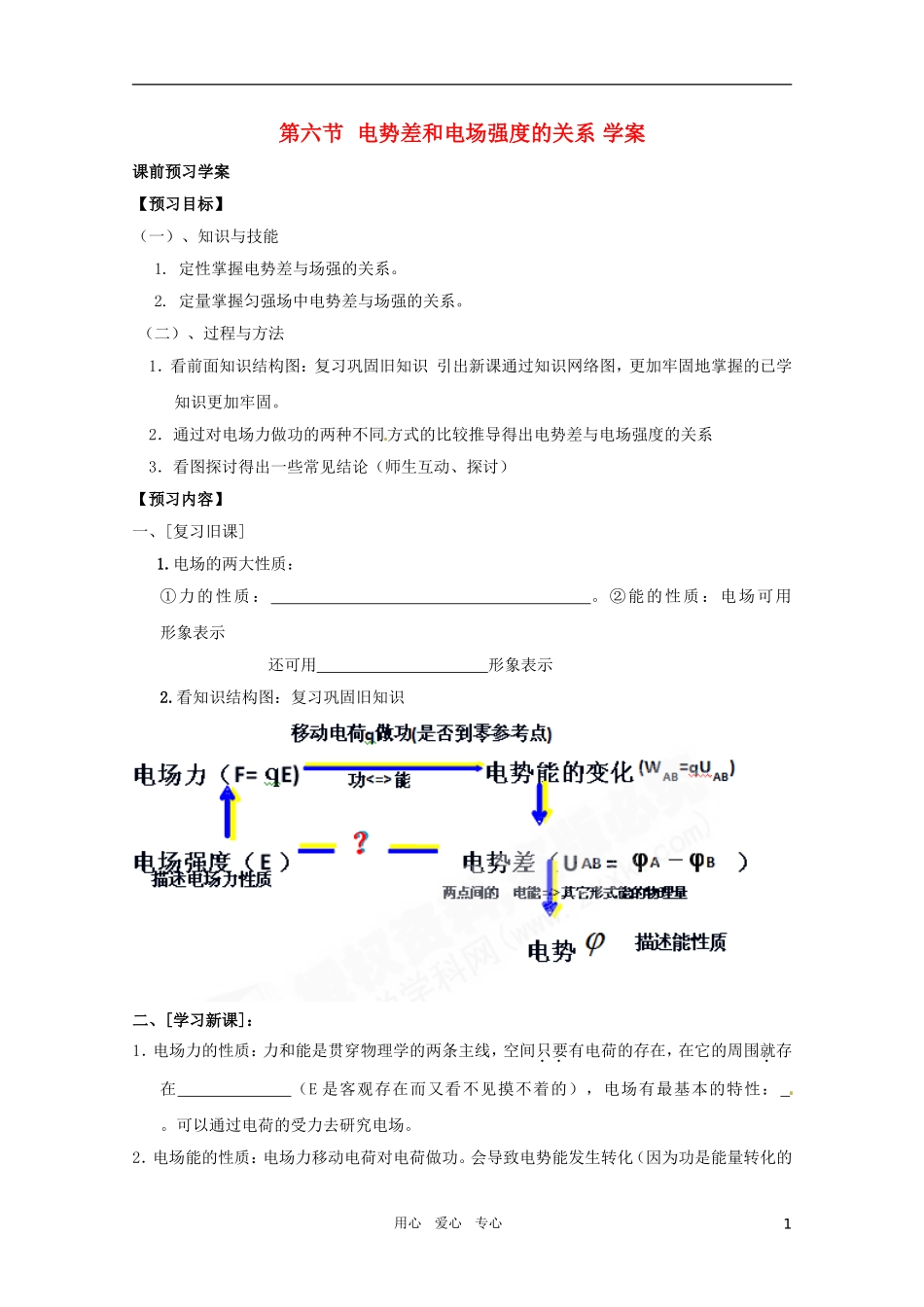 高中物理-电势差与电场强度的关系教案3-新人教版选修3_第1页