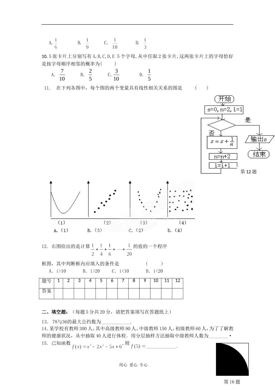 新疆哈密石油高级中学2010-2011学年高二数学上学期期中考试试题-文B卷(无答案)新人教A版_第2页