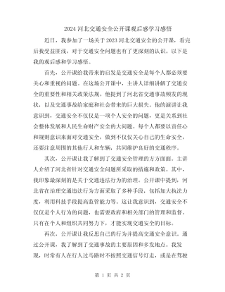 2024河北交通安全公开课观后感学习感悟 