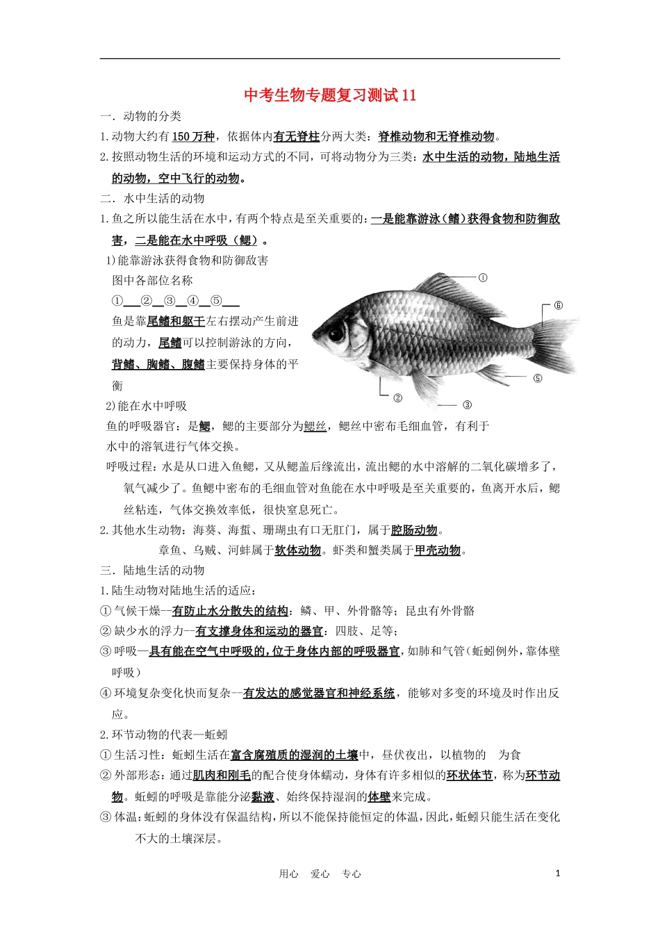 2012届中考生物专题复习测试11_第1页