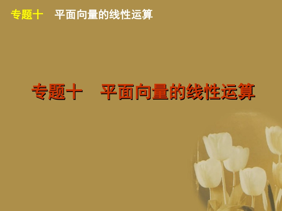 江苏省2012届高考数学二轮复习-专题10-平面向量的线性运算精品课件_第1页