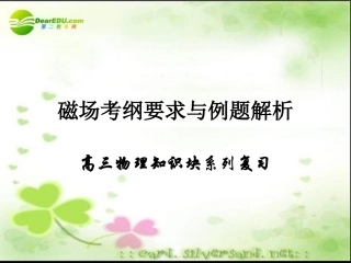 高三物理-10磁场考纲要求与例题专题复习