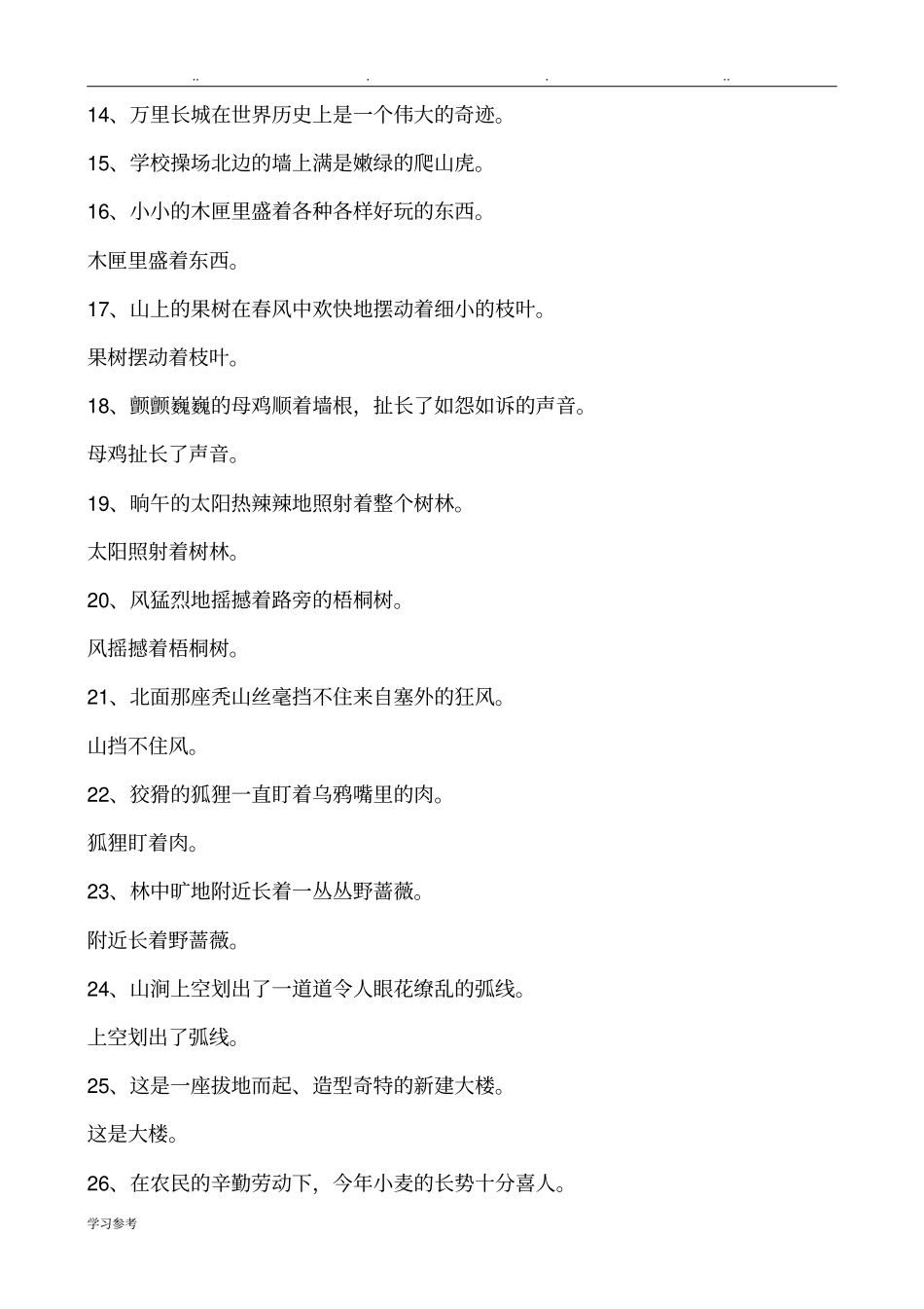 四年级缩句专项练习试题_第2页