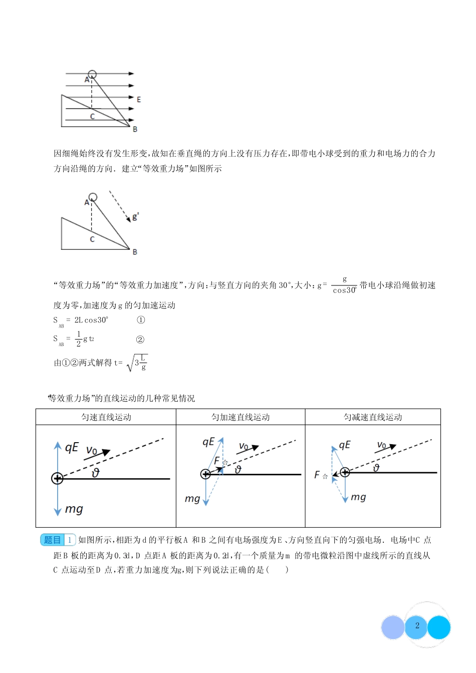 “等效重力场”模型(解析版)--2024届新课标高中物理模型与方法_第2页