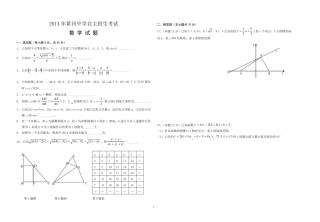 2014年湖北省黄冈中学自主招生数学试题 