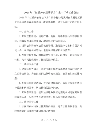 2024年“红盾护农送法下乡”集中行动工作总结