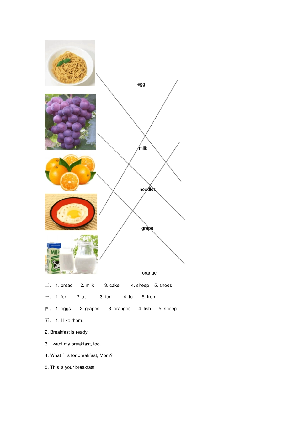 四年级英语上册Unit6MealsPartA同步练习2闽教版三起_第3页