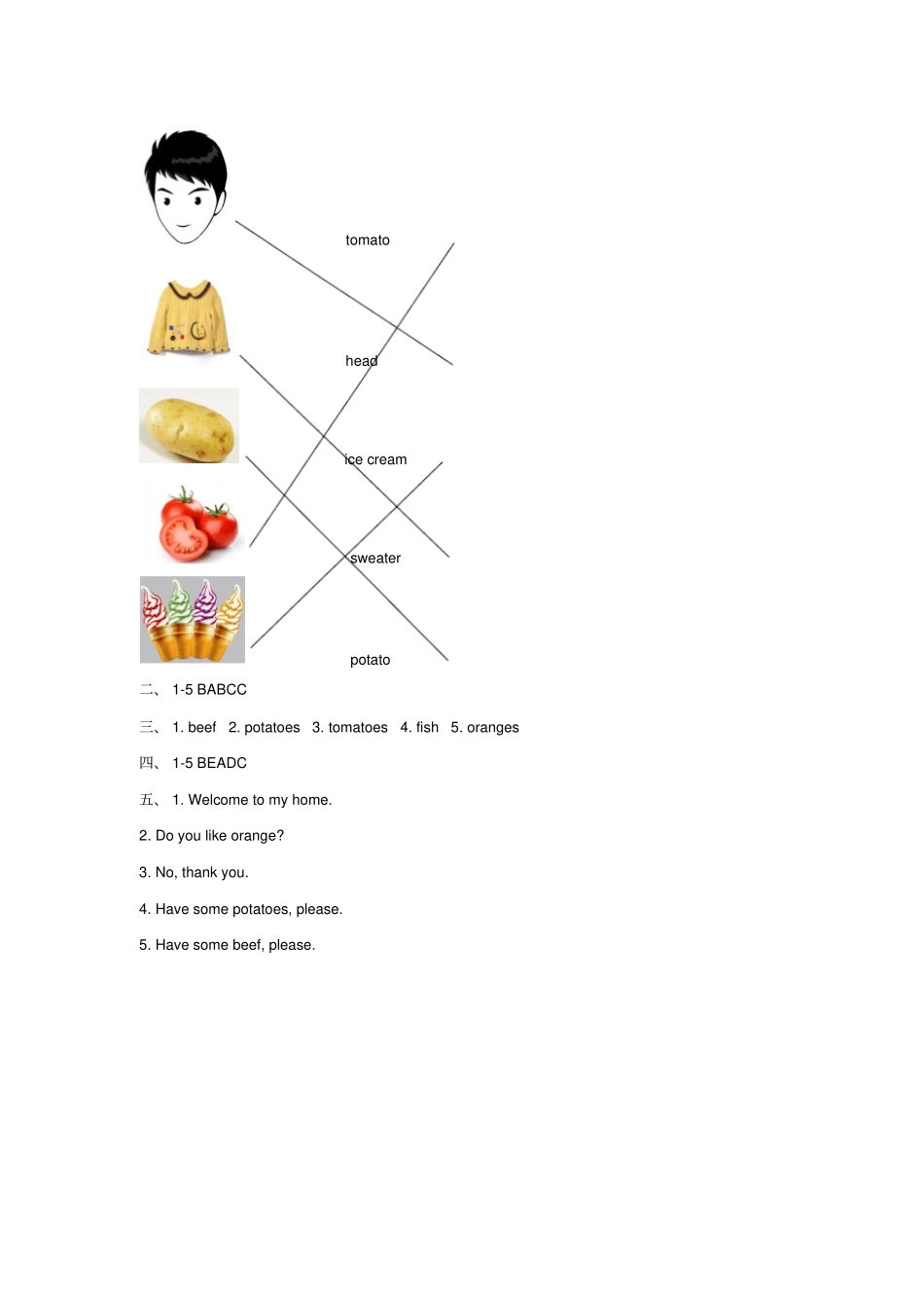 四年级英语上册Unit6MealsPartB同步练习2闽教版三起_第3页