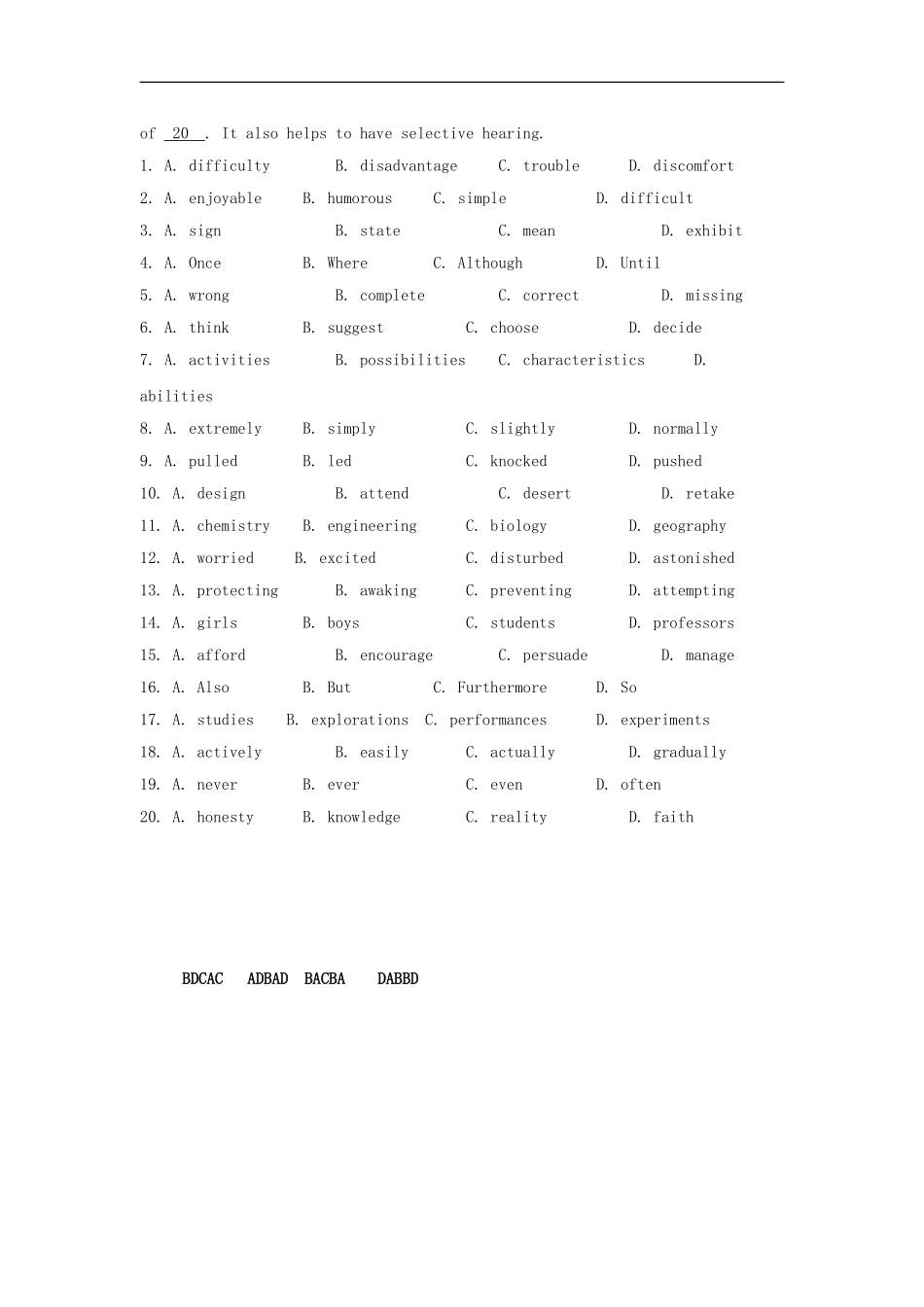 江苏省2012高考英语二轮复习-限时训练专题4-完形填空10_第2页