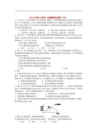 2013年高三政治-金题精选试题(20)