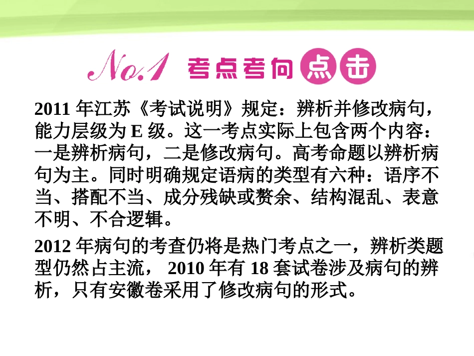 《金版新学案》江苏省2012高三语文一轮-第二编-专题六课件_第2页
