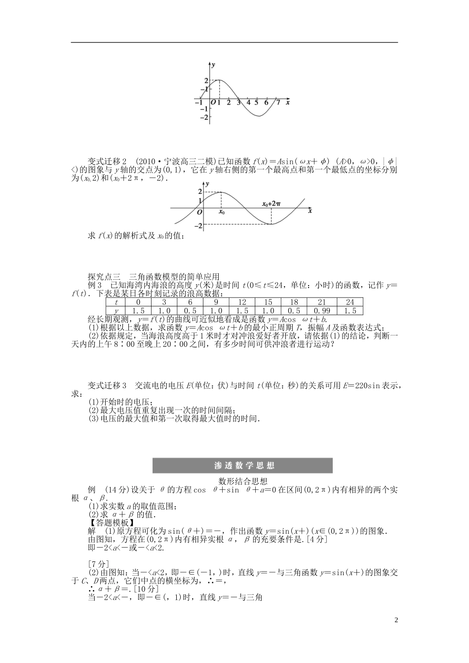 【步步高】2014届高三数学大一轮复习讲义-第4章-函数y=Asin(ωx+φ)的图象及三角函数模型的简单应用学案-_第2页