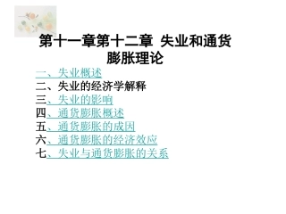 伊犁函授第十一第十二章失业与通货膨胀课件