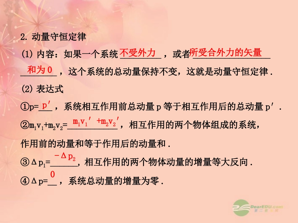 【全程复习方略】2013版高中物理-动量守恒定律及其应用课件1-沪科版选修3-5_第3页