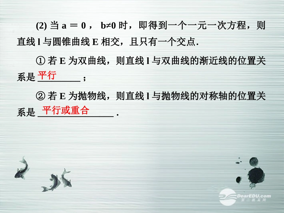 【课堂新坐标】(广东专用)2014高考数学一轮复习-第八章第八节直线与圆锥曲线的位置关系配套课件-文_第3页