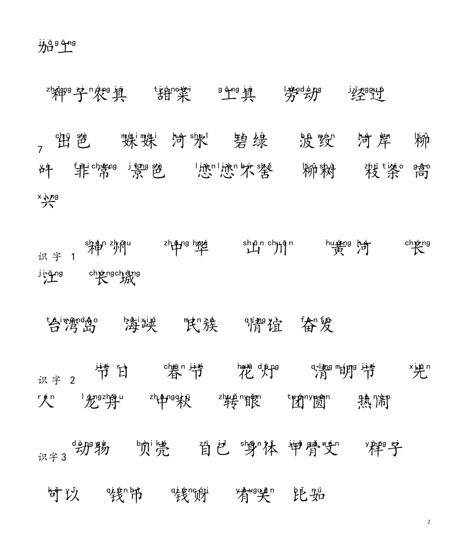 (最新2023部编)人教版小学语文二年级下册词语表(带拼音) _第2页