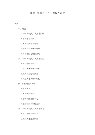2023年选人用人工作报告范文