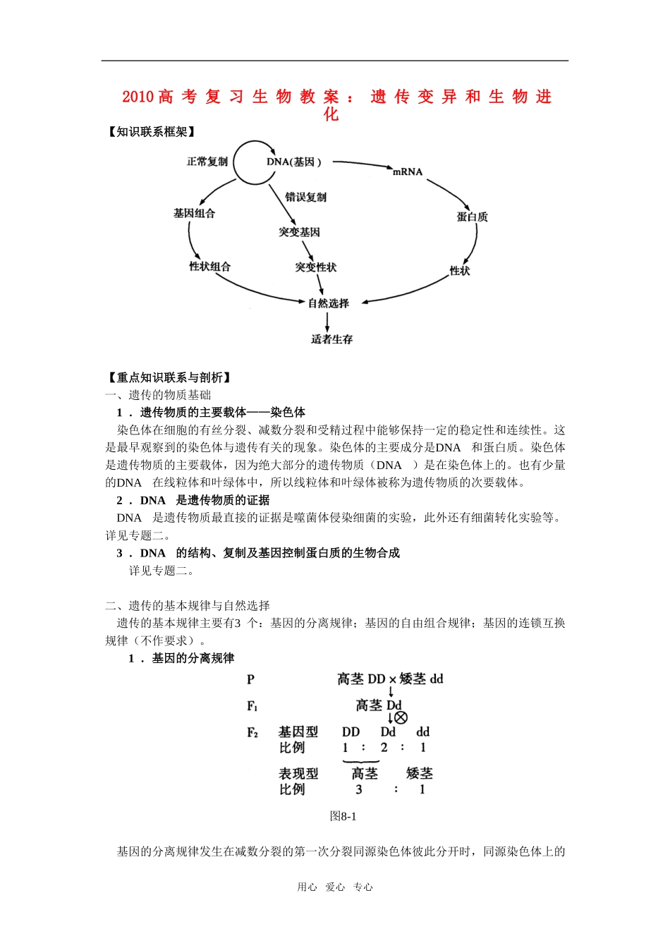 2010高三生物高考复习教案：遗传变异和生物进化旧人教版_第1页