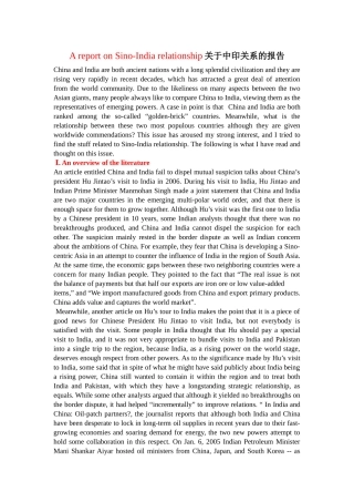 (1)A-report-on-Sino-India-relationship关于中印关系的报告