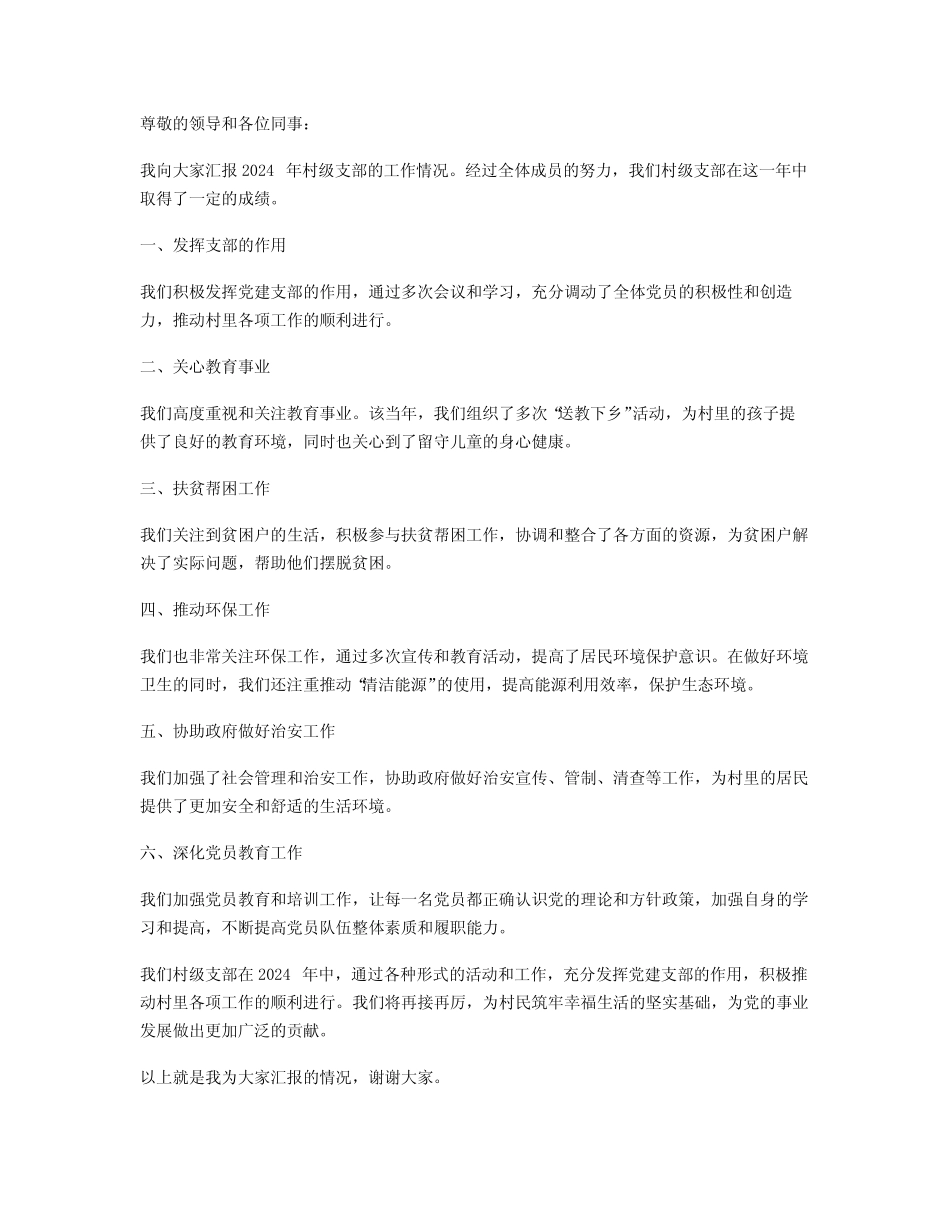 2024村级支部书记述职报告_第1页