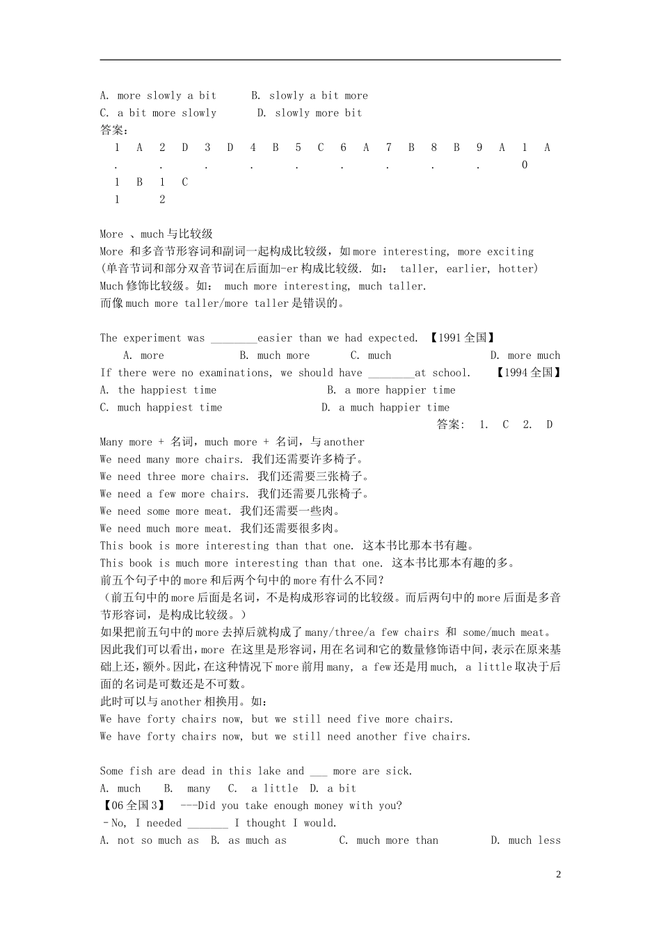 2012届高考英语-语法复习专题资料-形容词和副词_第2页