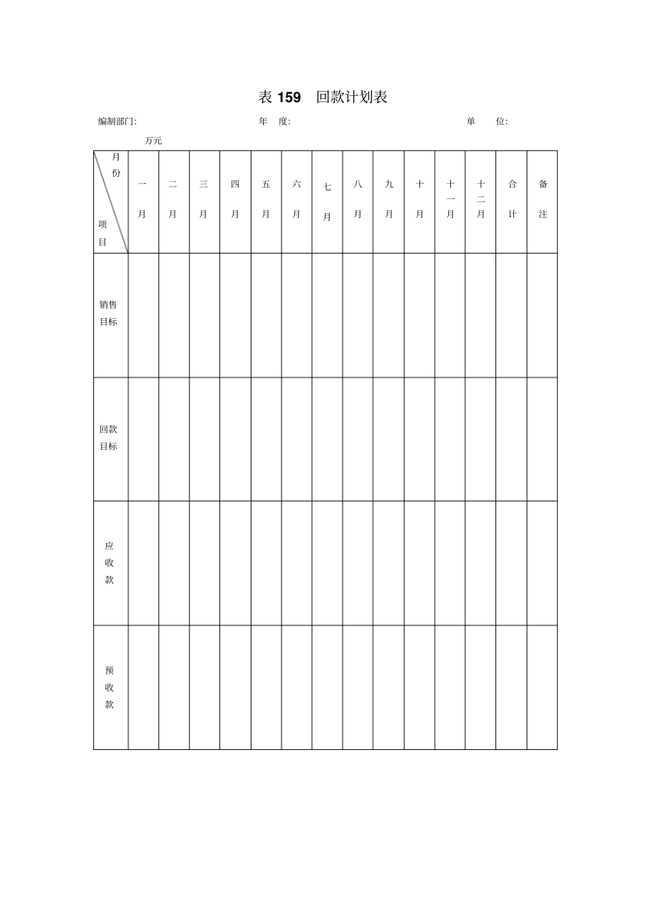 回款计划表格式_第1页
