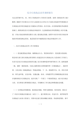 【最新】综合行政执法改革调研报告 