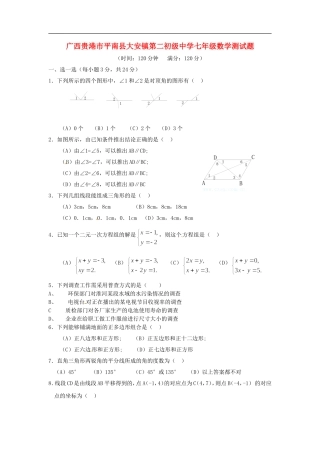 广西贵港市平南县大安镇第二初级中学七年级数学测试题(无答案)