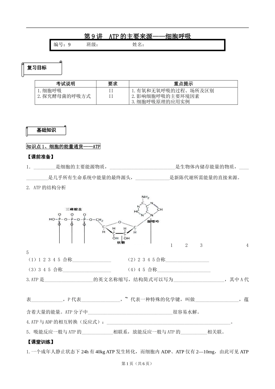 第9讲细胞呼吸_第1页