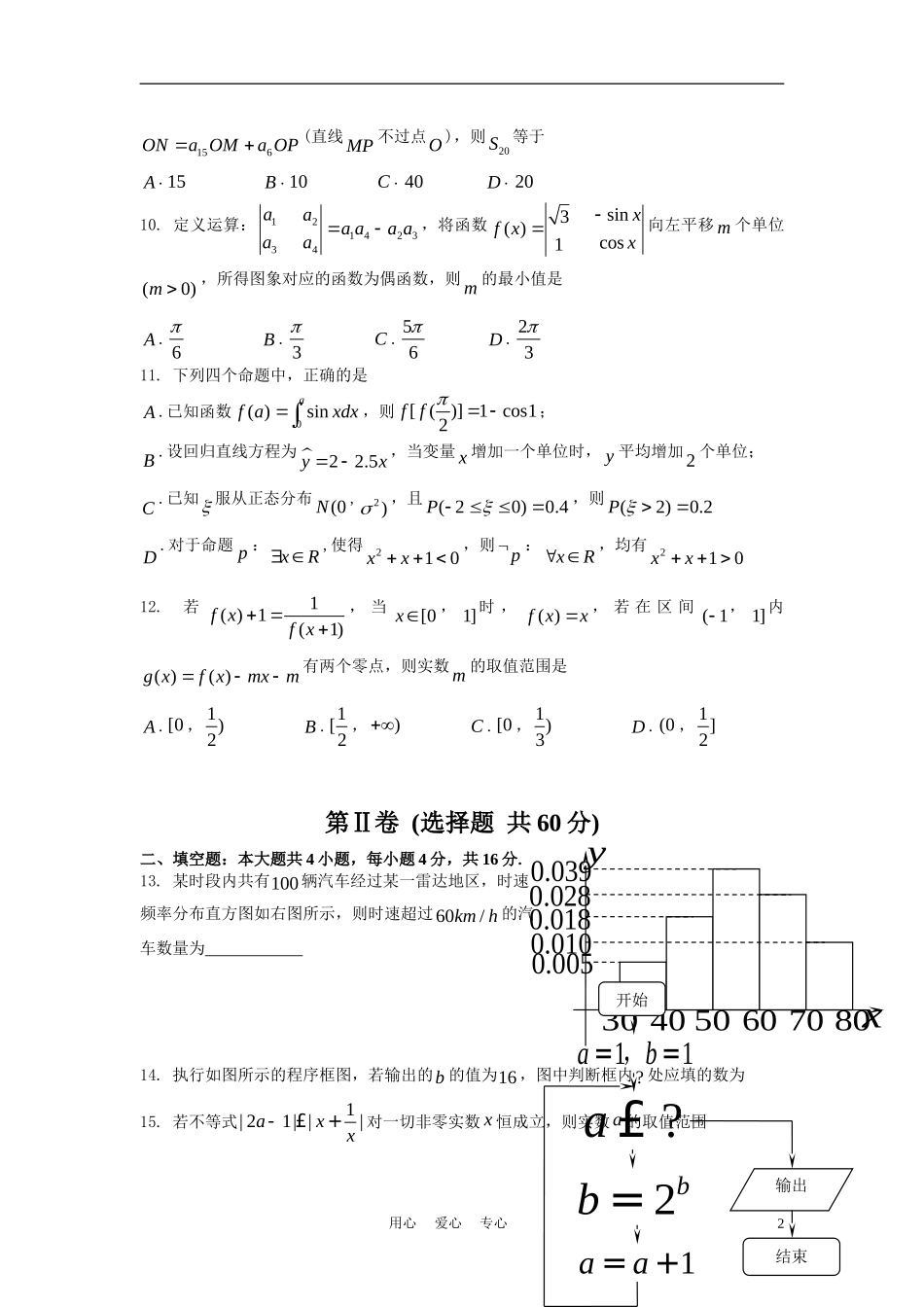 2011届高考数学考前天天练黄金卷4-理_第2页