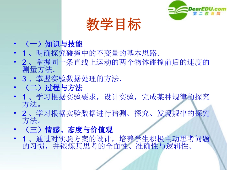 高中物理-16-1《实验：探究碰撞中的不变量》精品课件2-新人教版选修3-5_第3页