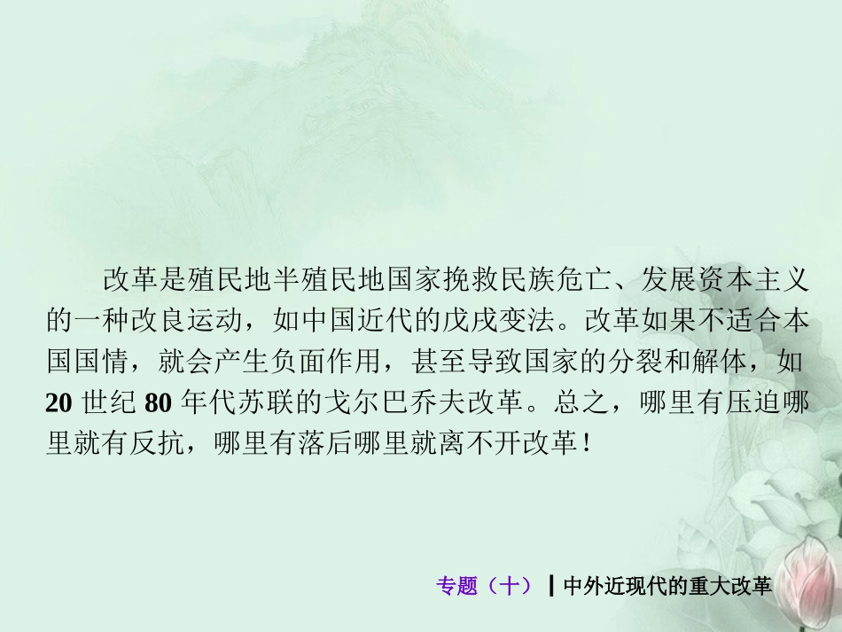 (新课标)2013届中考历史最后冲刺练热门专题-专题十-中外近现代的重大改革(专题导读+热点追踪+考向探究+_第3页