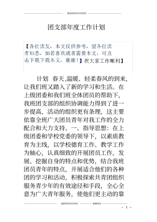 团支部年工作计划