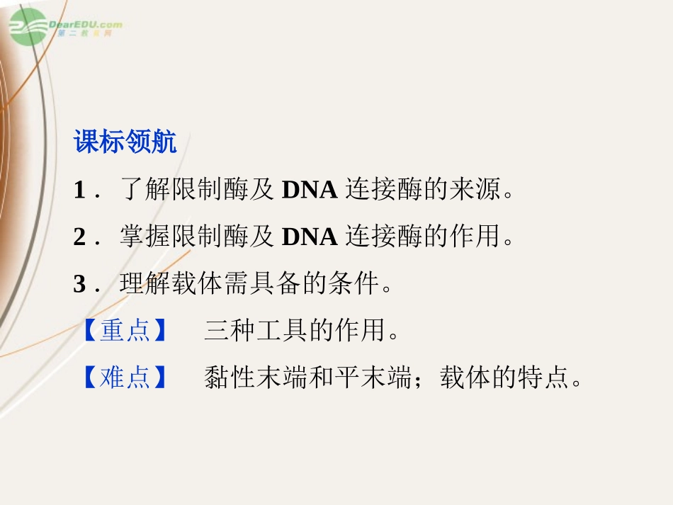 【优化方案】2013高中生物-专题1-1.1-DNA重组技术的基本工具课件-苏教版选修3_第2页
