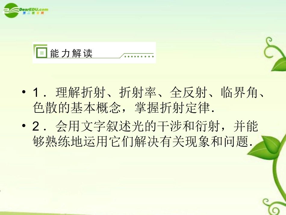 2011届高考物理-单元总复习课件第1单元--光的折射、全反射--光的波动性课件-新人教版_第3页