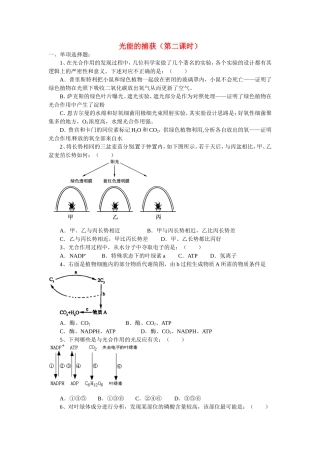 高中生物：试题：光能的捕获单元测试中图版必修1