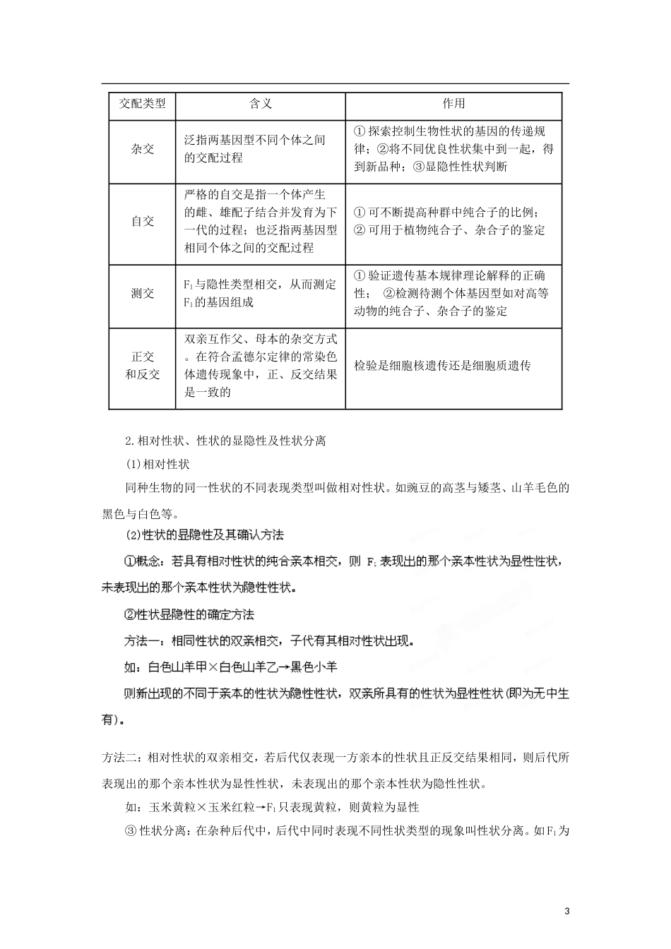 2012版高考生物-3-2-1精品系列专题09-分离规律和自由组合规律(学生版)_第3页