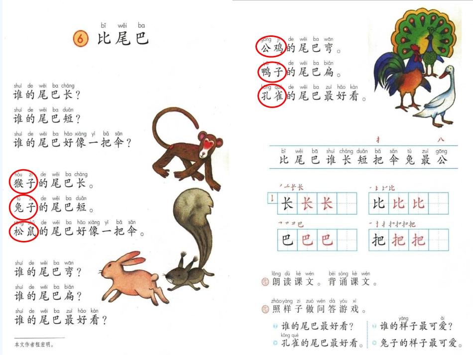 (部编)人教2011课标版一年级上册比尾巴第一课时教学课件_第3页