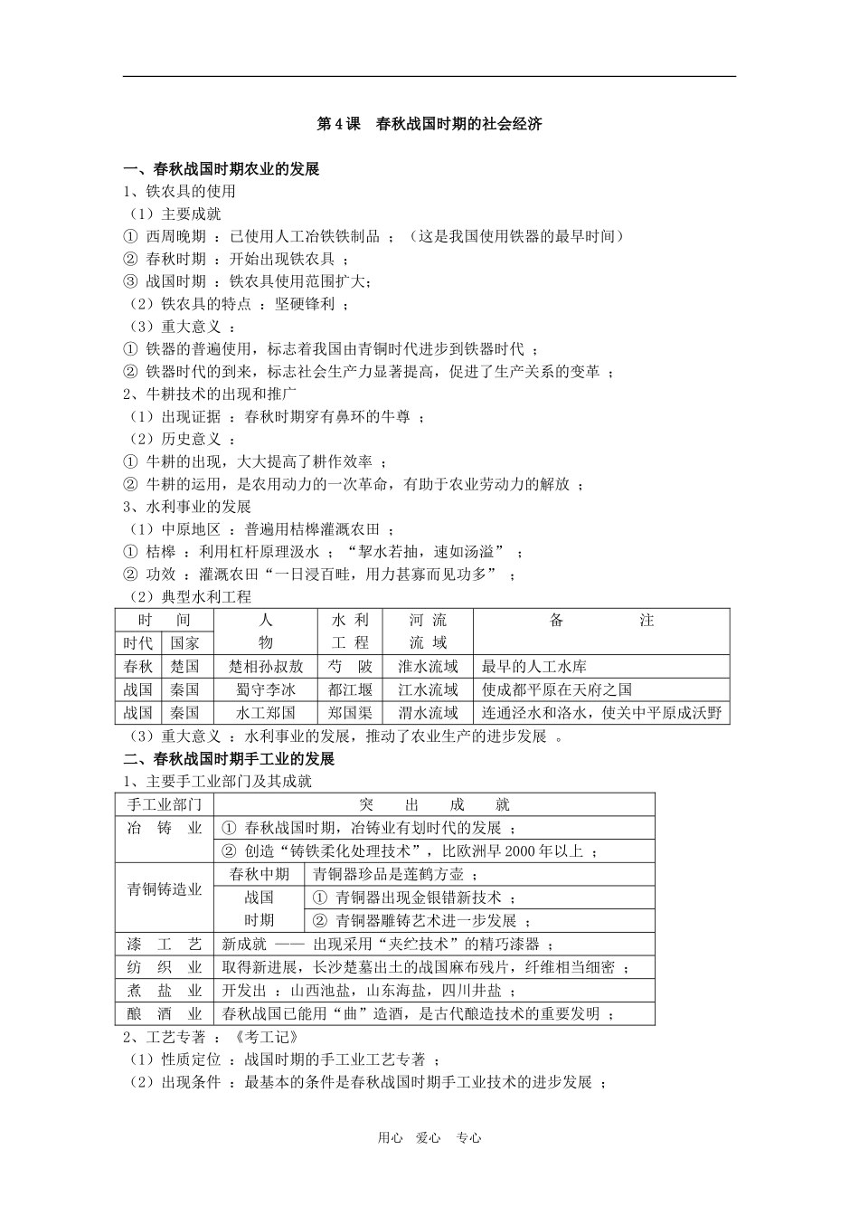 高三历史一轮复习先秦史(5)：春秋战国时期的社会经济旧人教版_第1页