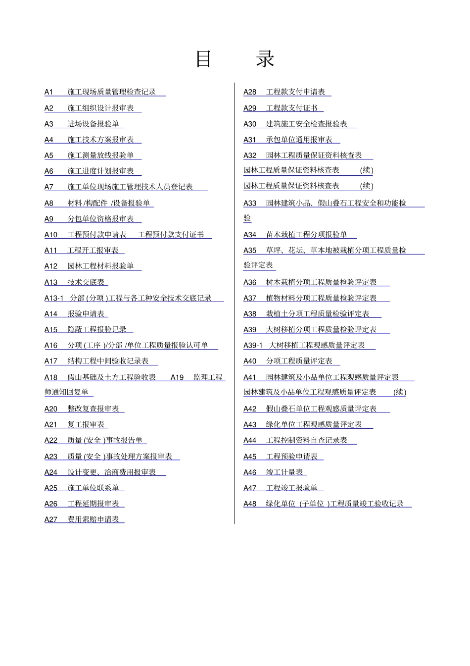 园林工程各类型表格资料汇总56_第1页