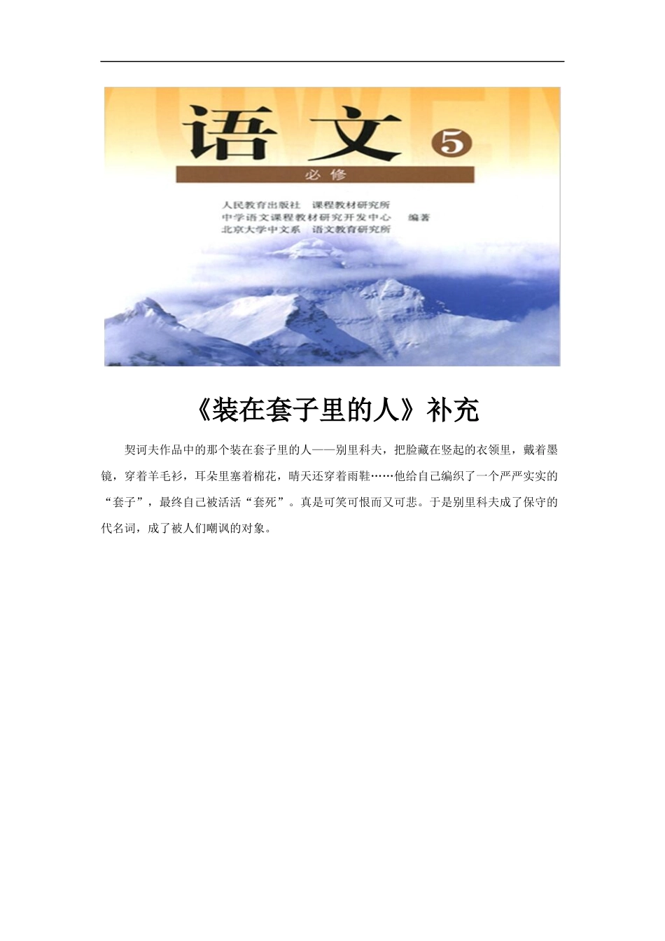 【素材】《装在套子里的人》补充(人教)_第1页