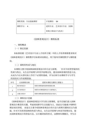 园林景观设计课程标准