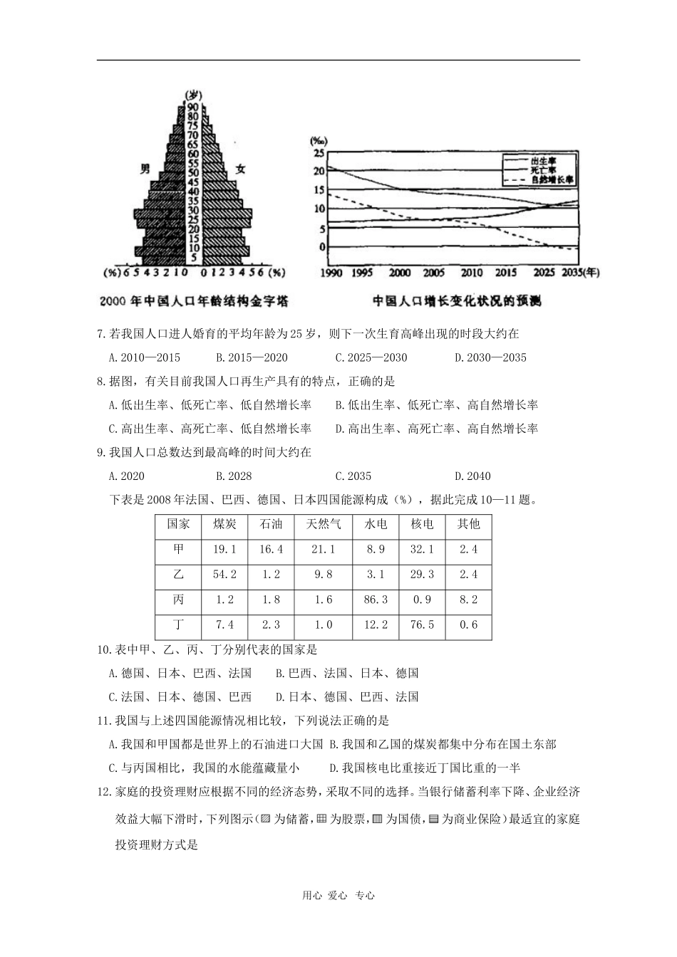 陕西省西工大附中2010届高三文综第六次适应性训练测试-人教版_第2页