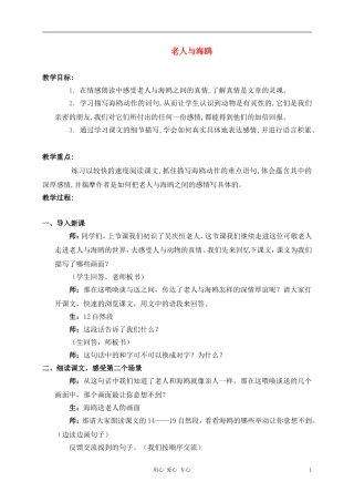 五年级语文下册-老人与海鸥教案-语文S版