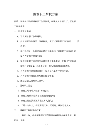 困难职工帮扶技术方案