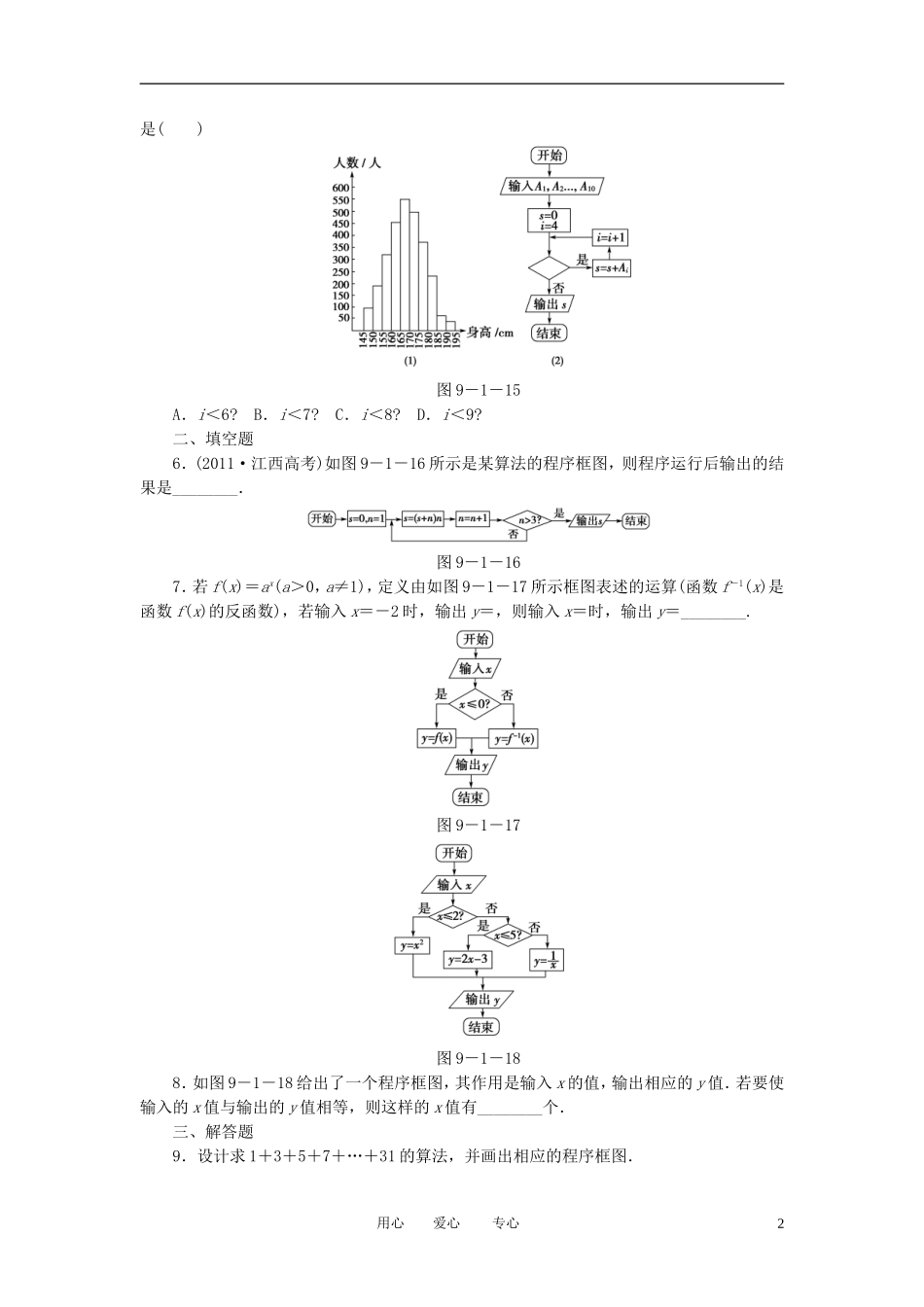 【课堂新坐标】2013届高三数学一轮复习-9-1-算法初步-统计与统计案例知能训练-文-(广东专用)_第2页