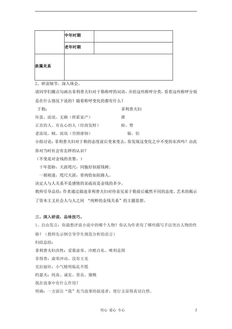 2012学年八年级语文下册-我的叔叔于勒教案-鲁教版_第2页