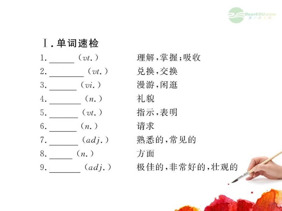 2012版高中英语全程复习方略配套课件-Unit12《Culture-Shock》-北师大版必修4-_第3页