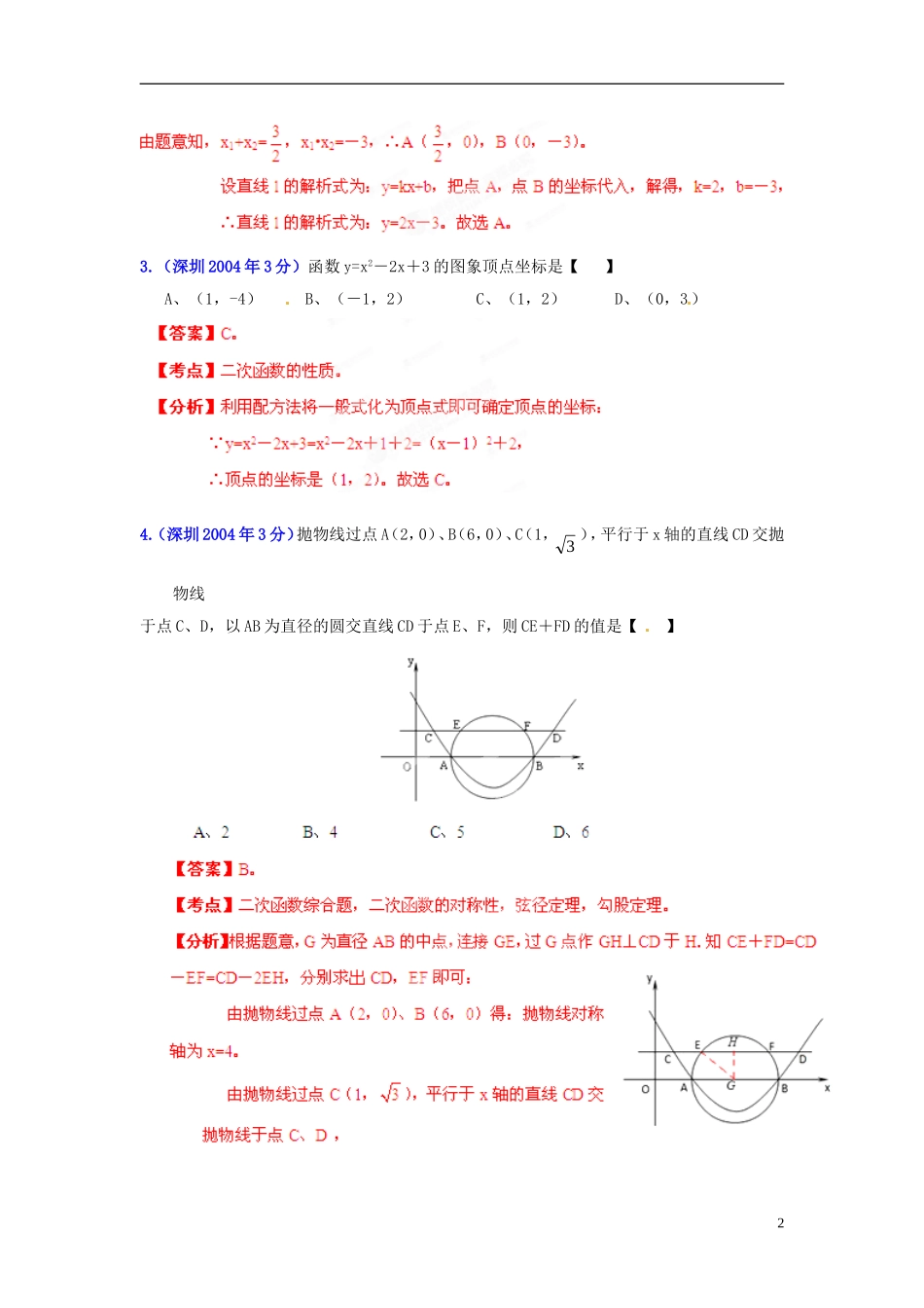 【2013版中考12年】广东省深圳市2002-2013年中考数学试题分类解析-专题06-函数的图像与性质_第2页